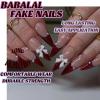 image:imageBABALAL Press On Nails Medium Almond Fake Nails Yellow Blue Snake Print with Ombre Design Y2k Glossy Glue On Nails for Women and Girls 24PcsANE14