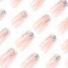 image:imageBABALAL Press On Nails Medium Long Square Fake Nails Hot Pink Ombre Silver Star amp Rhinestone Charm Y2k Glossy Full Cover Glue On Nails For Women And Girls 24PcsFNEB023
