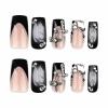 image:imageBABALAL Press On Nails Medium Long Square Fake Nails Hot Pink Ombre Silver Star amp Rhinestone Charm Y2k Glossy Full Cover Glue On Nails For Women And Girls 24PcsFNEB005