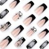 image:imageBABALAL Press On Nails Medium Long Square Fake Nails Hot Pink Ombre Silver Star amp Rhinestone Charm Y2k Glossy Full Cover Glue On Nails For Women And Girls 24PcsFNEB005