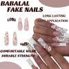 image:imageBABALAL Press On Nails Medium Long Square Fake Nails Hot Pink Ombre Silver Star amp Rhinestone Charm Y2k Glossy Full Cover Glue On Nails For Women And Girls 24PcsFNEB009