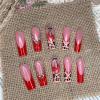 image:imageBABALAL Press On Nails Medium Long Square Fake Nails Hot Pink Ombre Silver Star amp Rhinestone Charm Y2k Glossy Full Cover Glue On Nails For Women And Girls 24PcsFNEB003