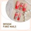 image:imageBABALAL Press On Nails Medium Long Square Fake Nails Hot Pink Ombre Silver Star amp Rhinestone Charm Y2k Glossy Full Cover Glue On Nails For Women And Girls 24PcsFNEB003