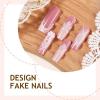 image:imageBABALAL Press On Nails Medium Long Square Fake Nails Hot Pink Ombre Silver Star amp Rhinestone Charm Y2k Glossy Full Cover Glue On Nails For Women And Girls 24PcsFNEB00601