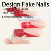 image:imageBABALAL Press On Nails Medium Long Square Fake Nails Hot Pink Ombre Silver Star amp Rhinestone Charm Y2k Glossy Full Cover Glue On Nails For Women And Girls 24PcsFNEB017
