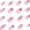 image:imageBABALAL Press On Nails Medium Long Square Fake Nails Hot Pink Ombre Silver Star amp Rhinestone Charm Y2k Glossy Full Cover Glue On Nails For Women And Girls 24PcsFNEB024