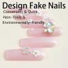 image:imageBABALAL Press On Nails Medium Long Square Fake Nails Hot Pink Ombre Silver Star amp Rhinestone Charm Y2k Glossy Full Cover Glue On Nails For Women And Girls 24PcsFNEB001