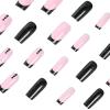 image:imageBABALAL Press On Nails Medium Square Fake Nails Pink Black Gold Glitter with Charm Glossy Glue On Nails for Women and Girls 24Pcs