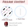 image:imageBABALAL Press On Nails Medium Square Fake Nails Pink Black Gold Glitter with Charm Glossy Glue On Nails for Women and Girls 24Pcs