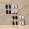 image:imageBABALAL Press On Nails Medium Square Fake Nails Pink Black Gold Glitter with Charm Glossy Glue On Nails for Women and Girls 24Pcs