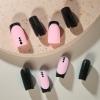 image:imageBABALAL Press On Nails Medium Square Fake Nails Pink Black Gold Glitter with Charm Glossy Glue On Nails for Women and Girls 24Pcs