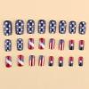 image:imageBABALAL Press On Nails Medium Square Fake Nails Red Blue American Flag with Star Design Glossy 4th of July Patriotic Glue On Nails for Women and Girls 24 Pcs