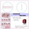image:imageBABALAL Press On Nails Short Almond Fake Nails Pink Polka Dot amp Plaid Lace Design Glossy Kawaii Glue On Nails For Women And Girls Kids 24PcsFNG10101