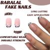 image:imageBABALAL Press On Nails Short Almond Fake Nails Pink Polka Dot amp Plaid Lace Design Glossy Kawaii Glue On Nails For Women And Girls Kids 24PcsFNG10101