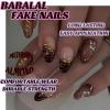 image:imageBABALAL Press On Nails Short Almond Fake Nails Pink Polka Dot amp Plaid Lace Design Glossy Kawaii Glue On Nails For Women And Girls Kids 24PcsFNG101bgold