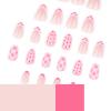 image:imageBABALAL Press On Nails Short Almond Fake Nails Pink Polka Dot amp Plaid Lace Design Glossy Kawaii Glue On Nails For Women And Girls Kids 24PcsFNG10302