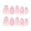 image:imageBABALAL Press On Nails Short Almond Fake Nails Pink Polka Dot amp Plaid Lace Design Glossy Kawaii Glue On Nails For Women And Girls Kids 24PcsFNG10302