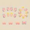 image:imageBABALAL Press On Nails Short Almond Fake Nails Pink Polka Dot amp Plaid Lace Design Glossy Kawaii Glue On Nails For Women And Girls Kids 24PcsFNG10401