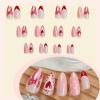 image:imageBABALAL Press On Nails Short Almond Fake Nails Pink Polka Dot amp Plaid Lace Design Glossy Kawaii Glue On Nails For Women And Girls Kids 24PcsFNG104heart