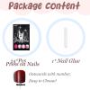 image:imageBABALAL Press On Nails Short Almond Fake Nails Pink Polka Dot amp Plaid Lace Design Glossy Kawaii Glue On Nails For Women And Girls Kids 24PcsFNG107pink
