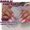image:imageBABALAL Press On Nails Short Almond Fake Nails Pink Polka Dot amp Plaid Lace Design Glossy Kawaii Glue On Nails For Women And Girls Kids 24PcsFNG107pink