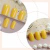 image:imageBABALAL Press On Nails Short Square Fake Nails Nude with Heart amp Green Ombre Design Glossy Minimalist Glue On Nails for Women and Girls Kids 24PcsP102yellow