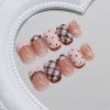 image:imageBABALAL Press On Nails Short Square Fake Nails Nude with Heart amp Green Ombre Design Glossy Minimalist Glue On Nails for Women and Girls Kids 24PcsP10503