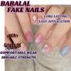 image:imageBABALAL Press On Nails Short Square Fake Nails Nude with Heart amp Green Ombre Design Glossy Minimalist Glue On Nails for Women and Girls Kids 24PcsP104flower