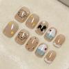 image:imageBABALAL Press On Nails Short Square Fake Nails Nude with Heart amp Green Ombre Design Glossy Minimalist Glue On Nails for Women and Girls Kids 24PcsP10506