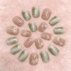 image:imageBABALAL Press On Nails Short Square Fake Nails Nude with Heart amp Green Ombre Design Glossy Minimalist Glue On Nails for Women and Girls Kids 24PcsP10504
