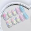 image:imageBABALAL Press On Nails Short Square Fake Nails Nude with Heart amp Green Ombre Design Glossy Minimalist Glue On Nails for Women and Girls Kids 24PcsP104flower