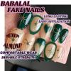 image:imageBABALAL Press On Nails Short Square Fake Nails Nude with Heart amp Green Ombre Design Glossy Minimalist Glue On Nails for Women and Girls Kids 24PcsP104green