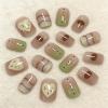 image:imageBABALAL Press On Nails Short Square Fake Nails Nude with Heart amp Green Ombre Design Glossy Minimalist Glue On Nails for Women and Girls Kids 24PcsP10403