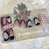 image:imageBABALAL Press On Nails Short Square Fake Nails Yellow French Tip 3D Flower amp Pearl Charm Design Glitter Bling Full Cover Glue On Nails For Women And Girls 24Pcs SummerFNr1401