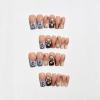 image:imageBABALAL Press On Nails Short Square Fake Nails Yellow French Tip 3D Flower amp Pearl Charm Design Glitter Bling Full Cover Glue On Nails For Women And Girls 24Pcs SummerFNr12brown