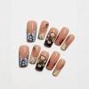 image:imageBABALAL Press On Nails Short Square Fake Nails Yellow French Tip 3D Flower amp Pearl Charm Design Glitter Bling Full Cover Glue On Nails For Women And Girls 24Pcs SummerFNr12brown