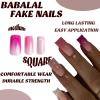 image:imageBABALAL Press On Nails Short Square Fake Nails Yellow French Tip 3D Flower amp Pearl Charm Design Glitter Bling Full Cover Glue On Nails For Women And Girls 24Pcs SummerFNr22purplepink