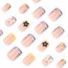 image:imageBABALAL Press On Nails Short Square Fake Nails Yellow French Tip 3D Flower amp Pearl Charm Design Glitter Bling Full Cover Glue On Nails For Women And Girls 24Pcs SummerFNr16zebra