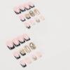 image:imageBABALAL Press On Nails Short Square Fake Nails Yellow French Tip 3D Flower amp Pearl Charm Design Glitter Bling Full Cover Glue On Nails For Women And Girls 24Pcs SummerFNr14bow