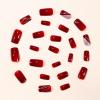 image:imageBABALAL Press On Nails Short Square Fake Nails Yellow French Tip 3D Flower amp Pearl Charm Design Glitter Bling Full Cover Glue On Nails For Women And Girls 24Pcs SummerFNr14red