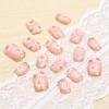 image:imageBABALAL Press On Nails Short Square Fake Nails Yellow French Tip 3D Flower amp Pearl Charm Design Glitter Bling Full Cover Glue On Nails For Women And Girls 24Pcs SummerFNr2204
