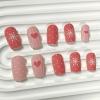 image:imageBABALAL Press on Nails Short Square Fake Nails Pearl White Chrome with Polka Dot Design 3D Cherry Acrylic Cute Glossy Shimmer Finish Full Cover Glue On Nails For Women And Girls 24PcsCND107