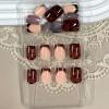 image:imageBABALAL Press on Nails Short Square Fake Nails Pearl White Chrome with Polka Dot Design 3D Cherry Acrylic Cute Glossy Shimmer Finish Full Cover Glue On Nails For Women And Girls 24PcsCND114