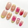 image:imageBABALAL Press on Nails Short Square Fake Nails Pearl White Chrome with Polka Dot Design 3D Cherry Acrylic Cute Glossy Shimmer Finish Full Cover Glue On Nails For Women And Girls 24PcsCND10102