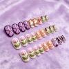 image:imageBABALAL Press on Nails Short Square Fake Nails Pearl White Chrome with Polka Dot Design 3D Cherry Acrylic Cute Glossy Shimmer Finish Full Cover Glue On Nails For Women And Girls 24PcsCND110