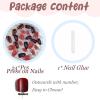 image:imageBABALAL Press on Nails Short Square Fake Nails Pearl White Chrome with Polka Dot Design 3D Cherry Acrylic Cute Glossy Shimmer Finish Full Cover Glue On Nails For Women And Girls 24PcsCND111