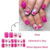 image:imageBABALAL Press on Nails Short Square Fake Nails Pearl White Chrome with Polka Dot Design 3D Cherry Acrylic Cute Glossy Shimmer Finish Full Cover Glue On Nails For Women And Girls 24PcsCND108