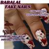 image:imageBABALAL Press on Nails Short Square Fake Nails Pearl White Chrome with Polka Dot Design 3D Cherry Acrylic Cute Glossy Shimmer Finish Full Cover Glue On Nails For Women And Girls 24PcsCND109