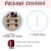 image:imageBABALAL Press on Nails Short Square Fake Nails Pearl White Chrome with Polka Dot Design 3D Cherry Acrylic Cute Glossy Shimmer Finish Full Cover Glue On Nails For Women And Girls 24PcsCND114