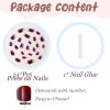 image:imageBABALAL Press on Nails Short Square Fake Nails Pearl White Chrome with Polka Dot Design 3D Cherry Acrylic Cute Glossy Shimmer Finish Full Cover Glue On Nails For Women And Girls 24PcsCND105